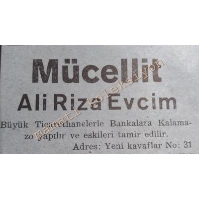 Mücellit Ali Rıza Evcim İZMİR - Dergi reklamı - Efemera